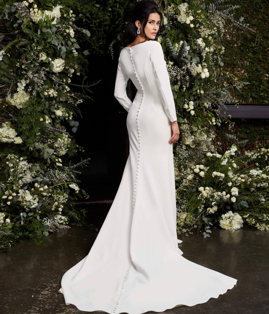 Jovani JB06911 Ivory Plunging Neck Long Sleeve Wedding Dress