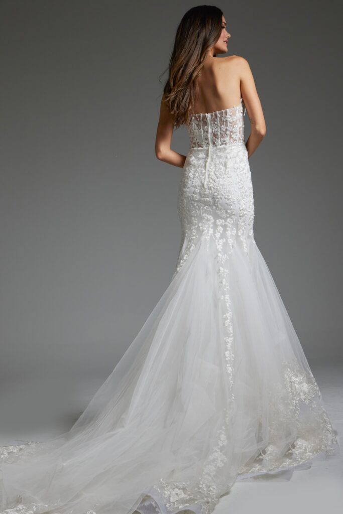 Off White Embellished Mermaid Bridal Dress JB07260