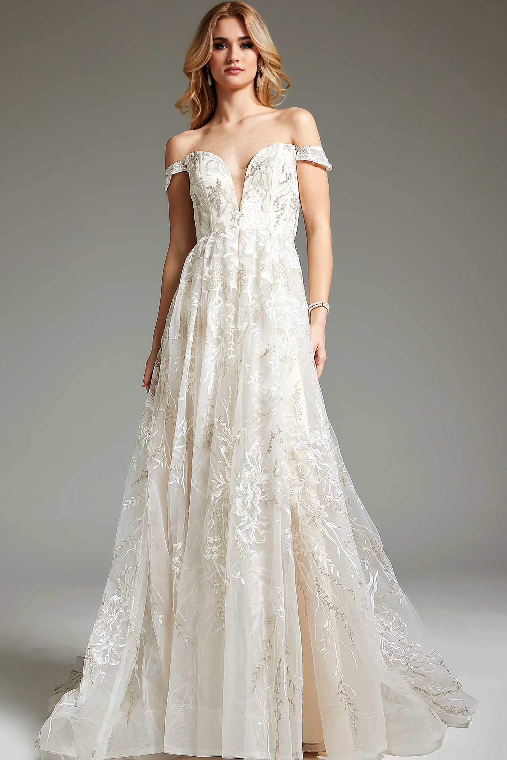 Ivory off the Shoulder Wedding Dress JB220001