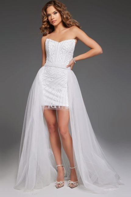 Front view of model in Jovani JB22274 showcasing elegant design.