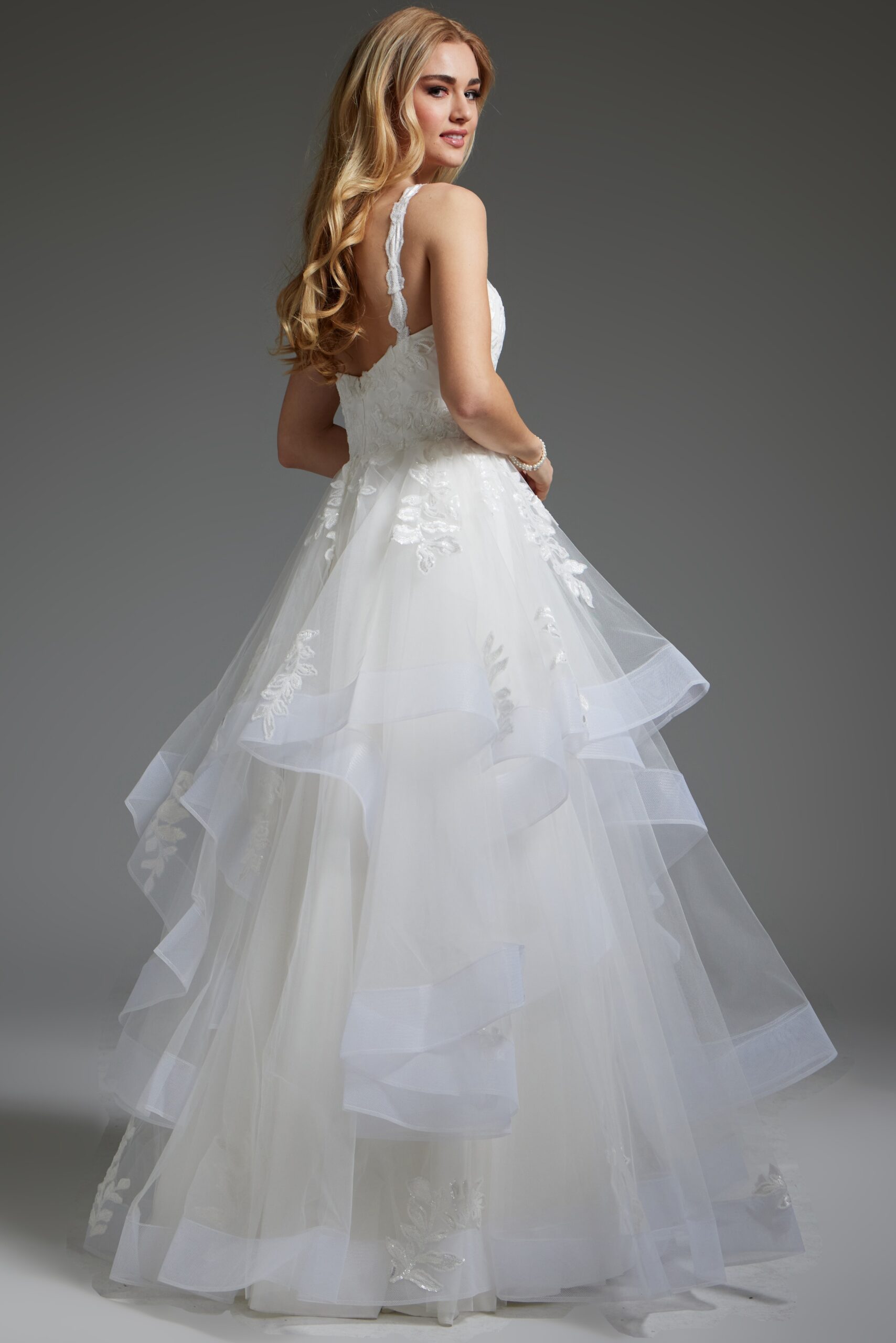 Off White Layered Skirt Tulle Bridal Dress  JB41002