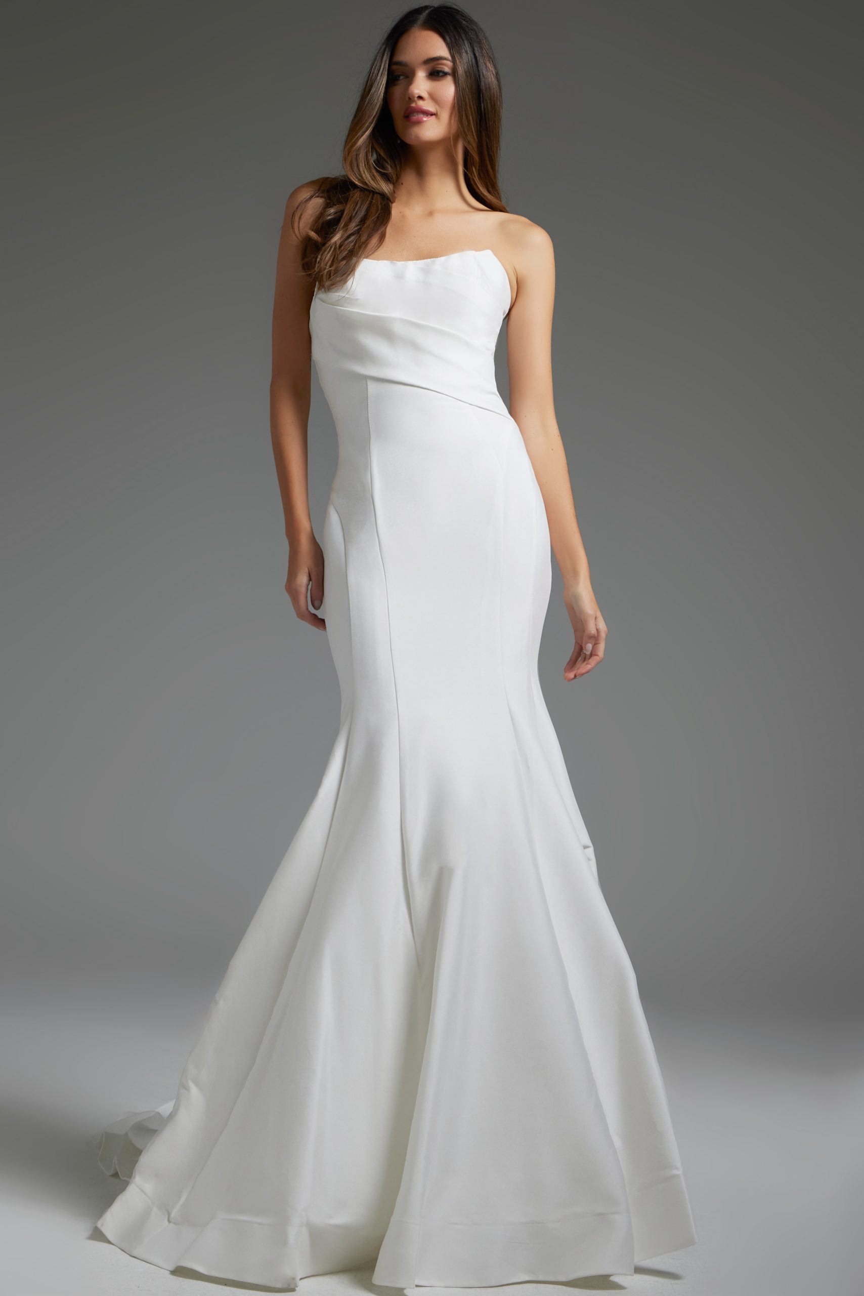 White Strapless Mermaid Bridal Dress JB24282