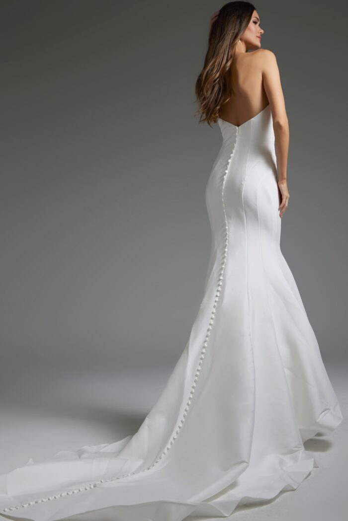 Model wearing White Strapless Mermaid Bridal Dress JB24282