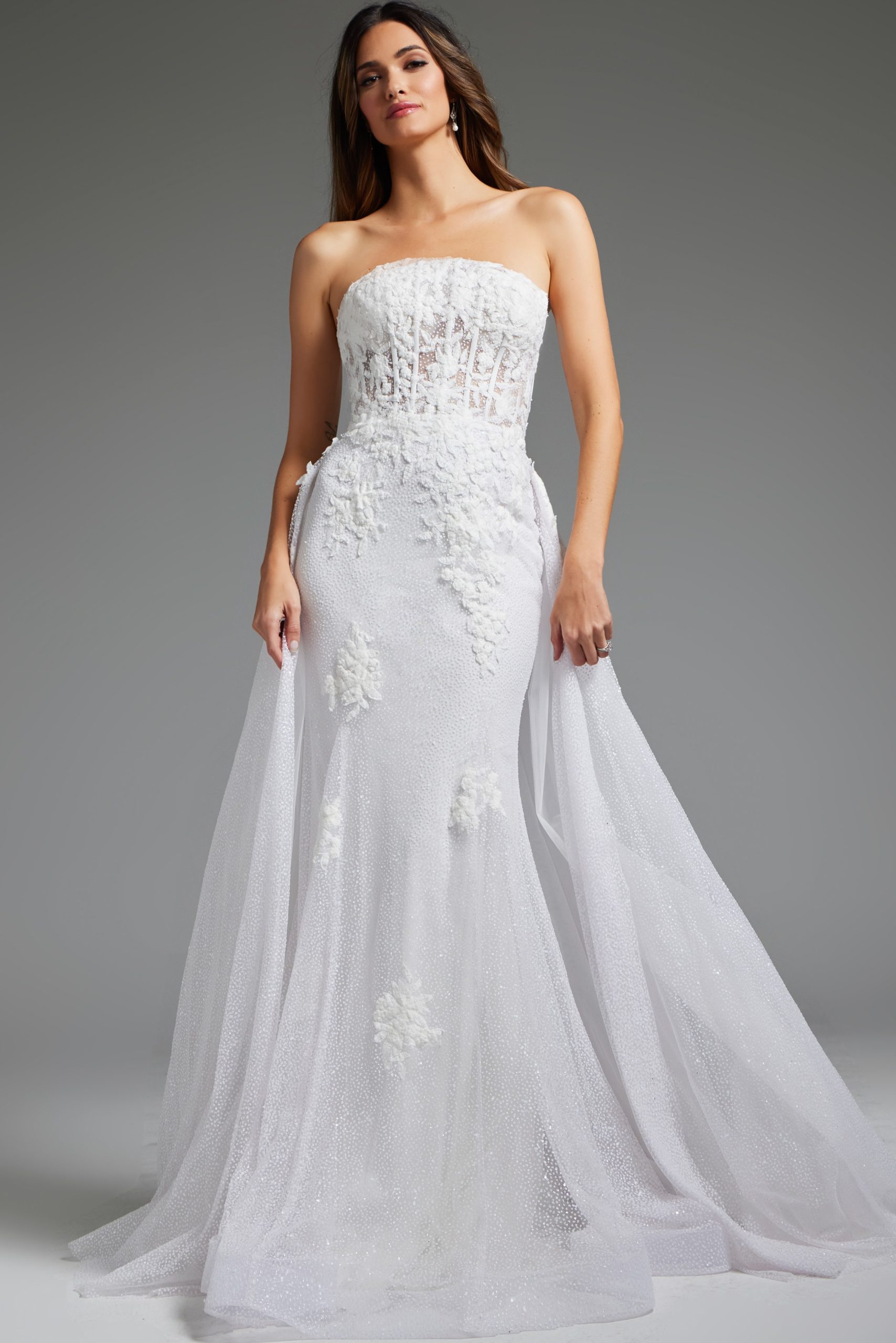 Off White Strapless Gorset Bodice Wedding Gown JB24560