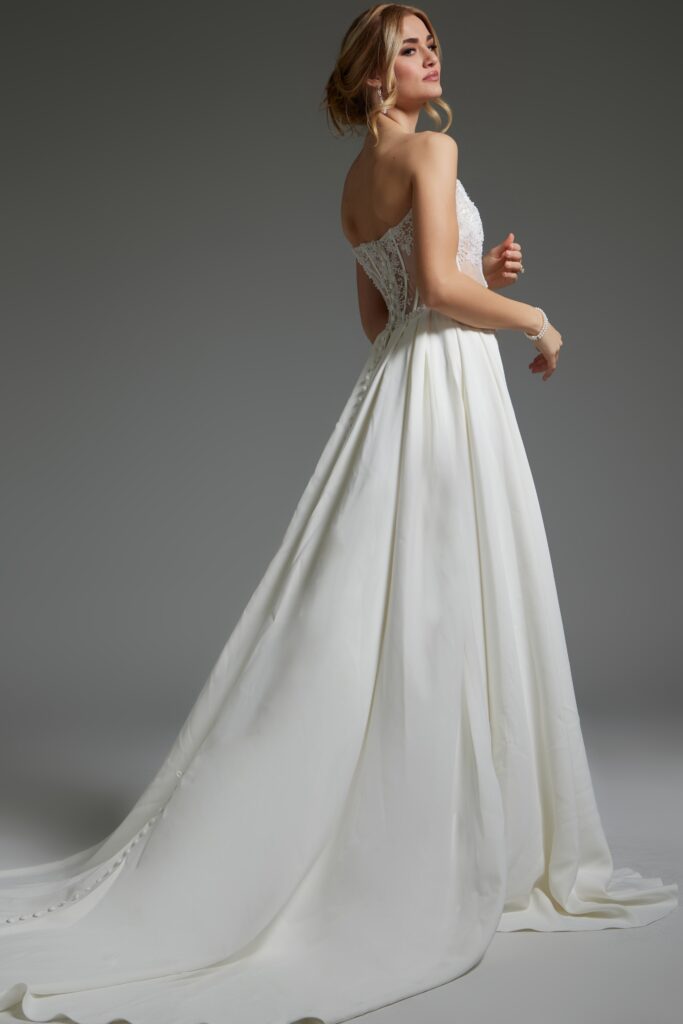 Ivory High Slit Strapless Wedding Dress JB37128