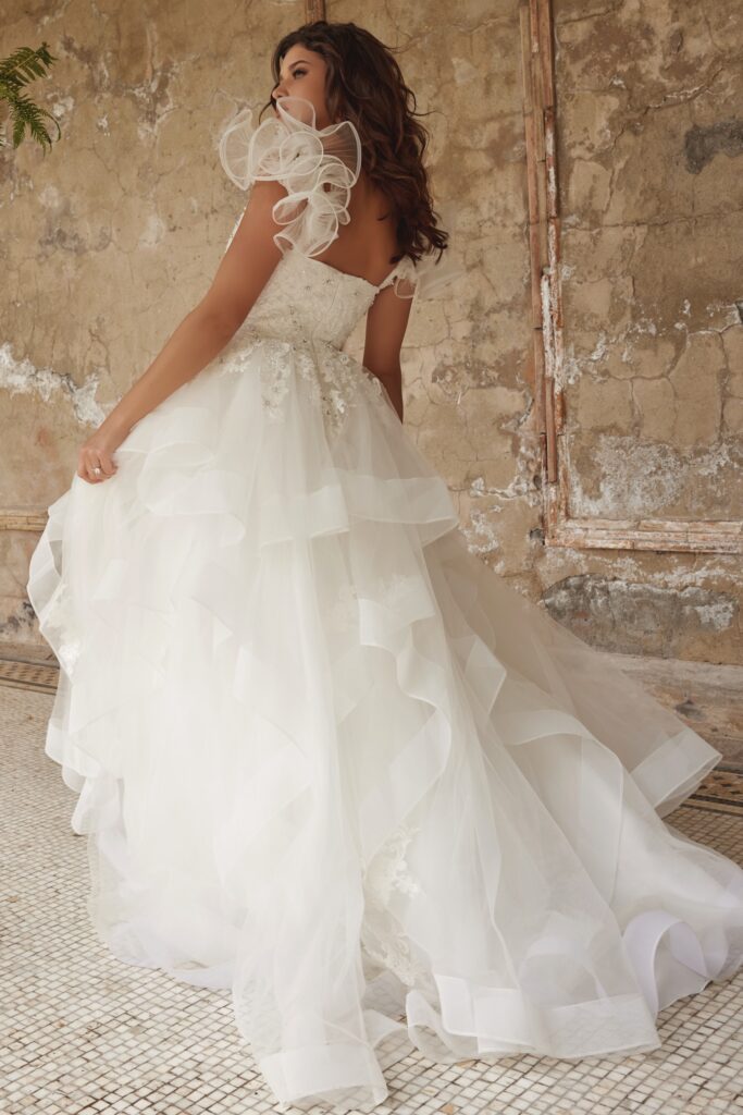 Beaded Bodice Bridal Gown with Tiered Skirt JB37575