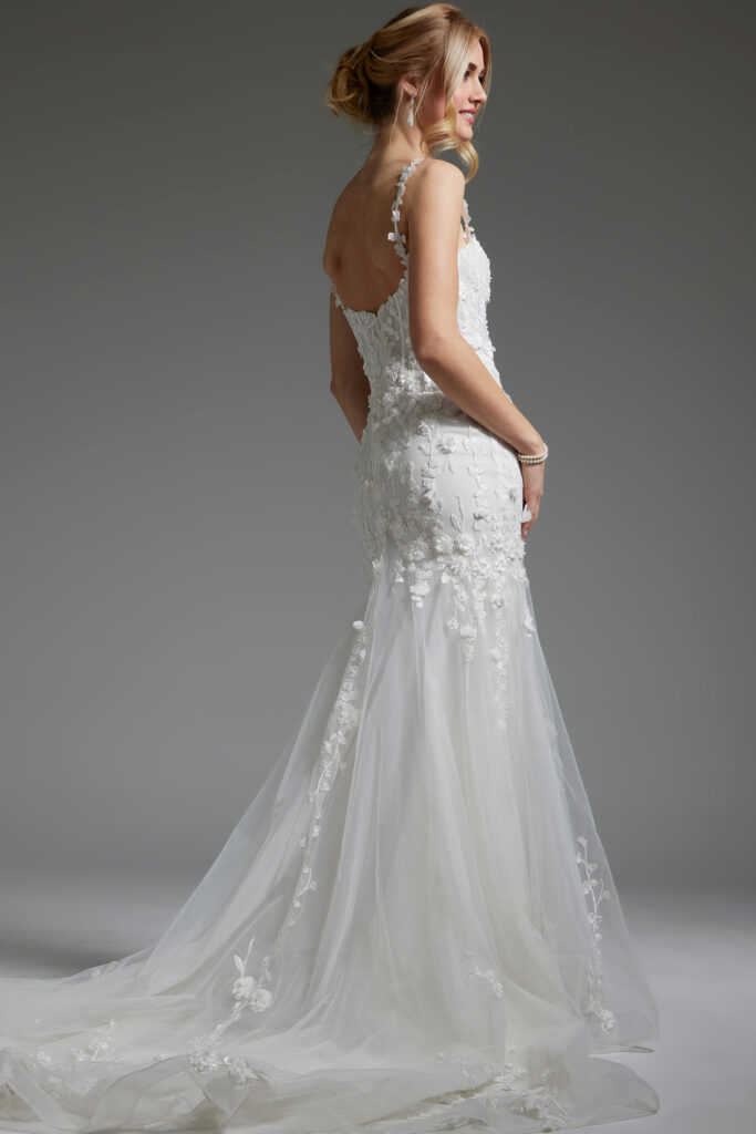 Off White Fit and Flare Floral Bridal Gown JB38479