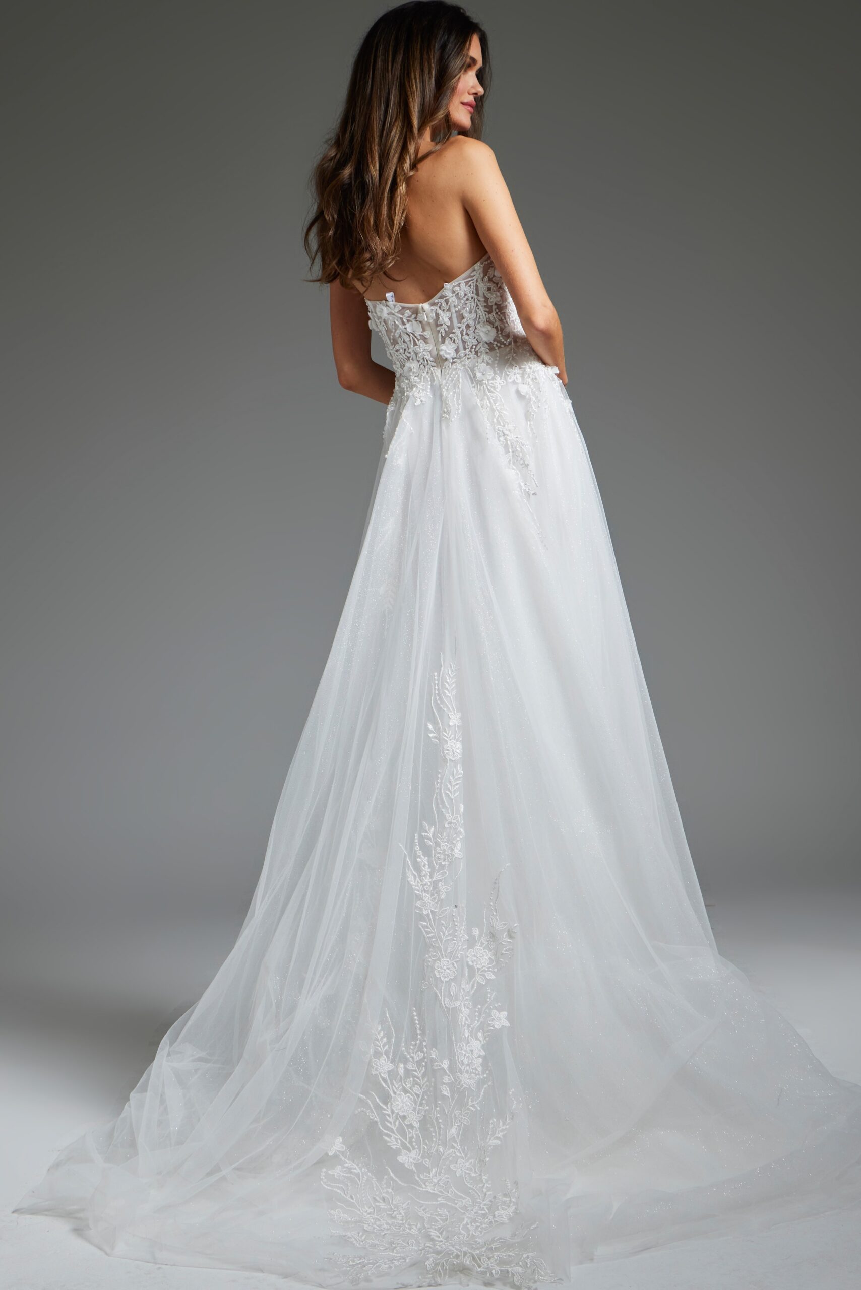 Off White Floral Bodice Bridal Dress JB39160