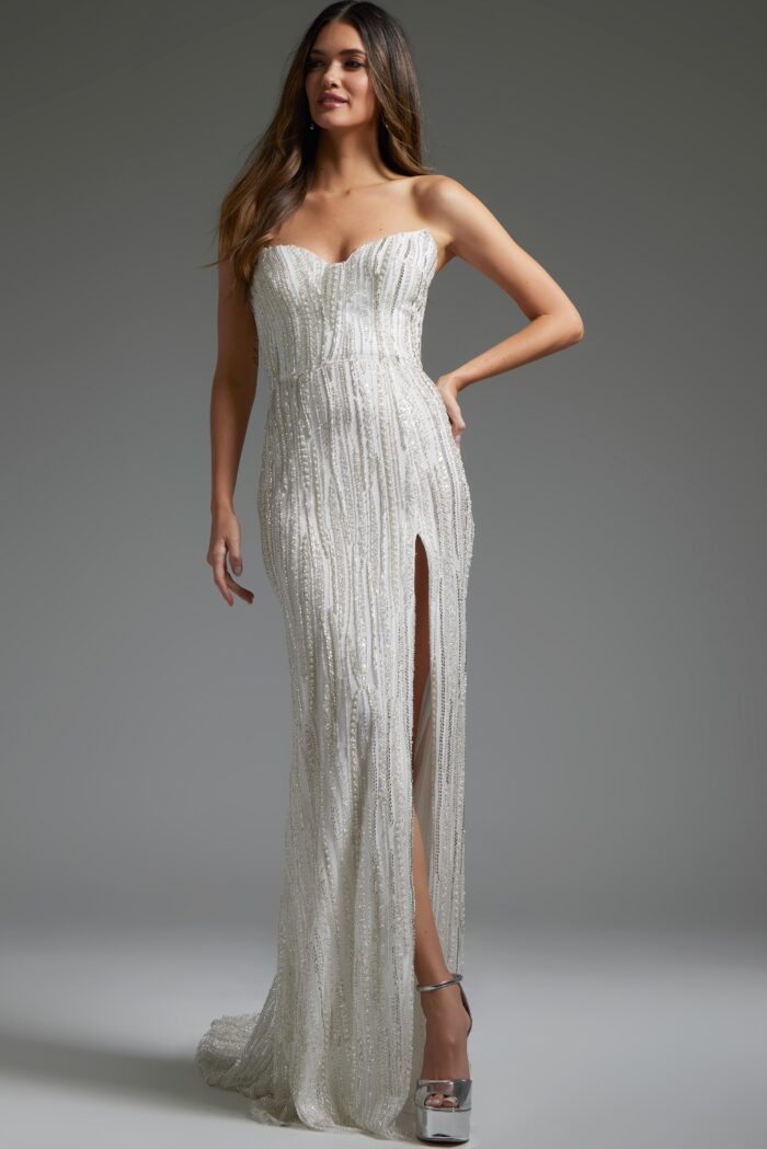 Model wearing Sweetheart Neckline Beaded Bridal Gown JB39260