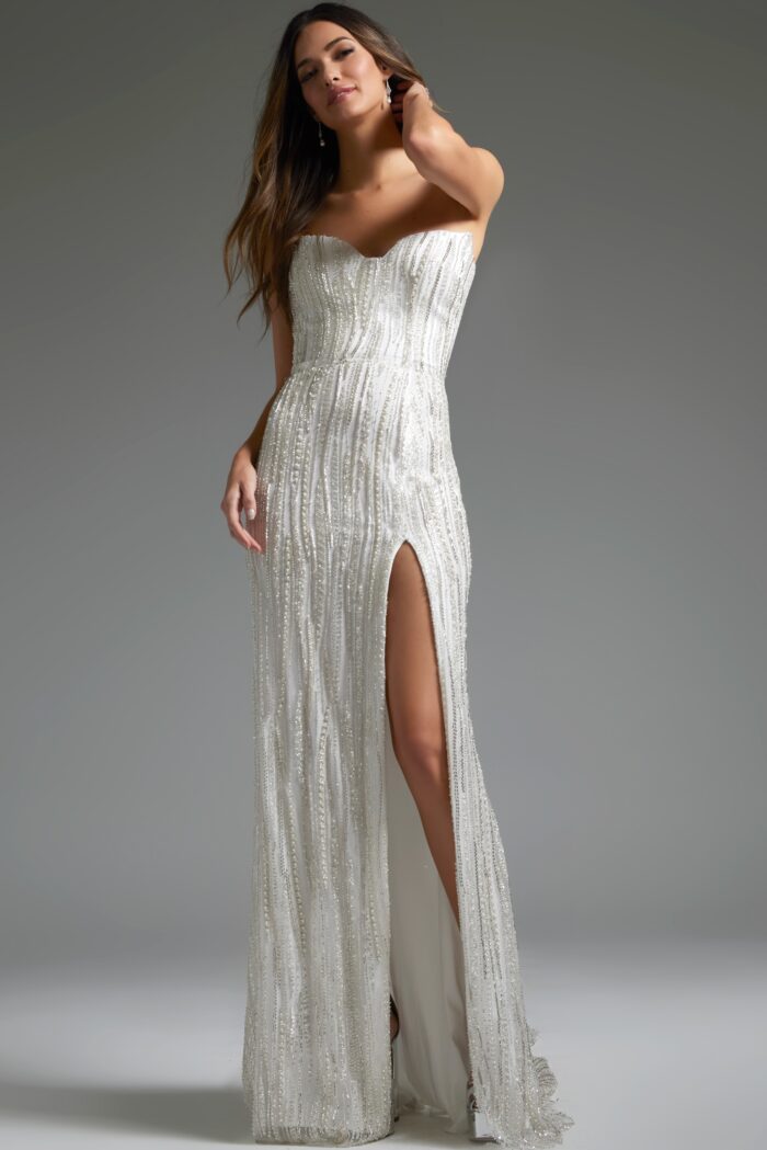 Model wearing Sweetheart Neckline Beaded Bridal Gown JB39260