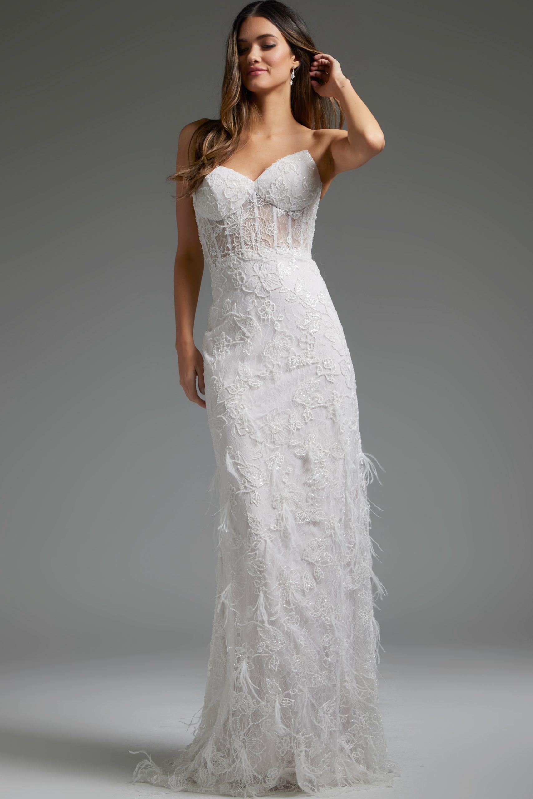 Strapless Sweetheart Neckline Lace Bridal Gown JB40590
