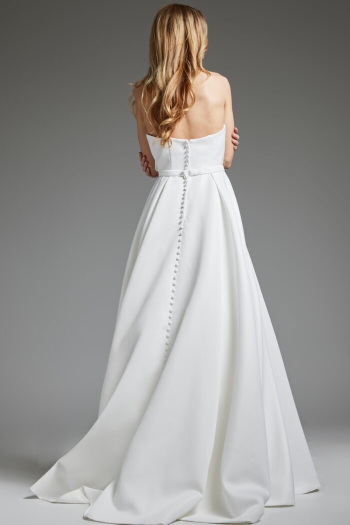 Model wearing Off White A Line Bridal Gown JB40599