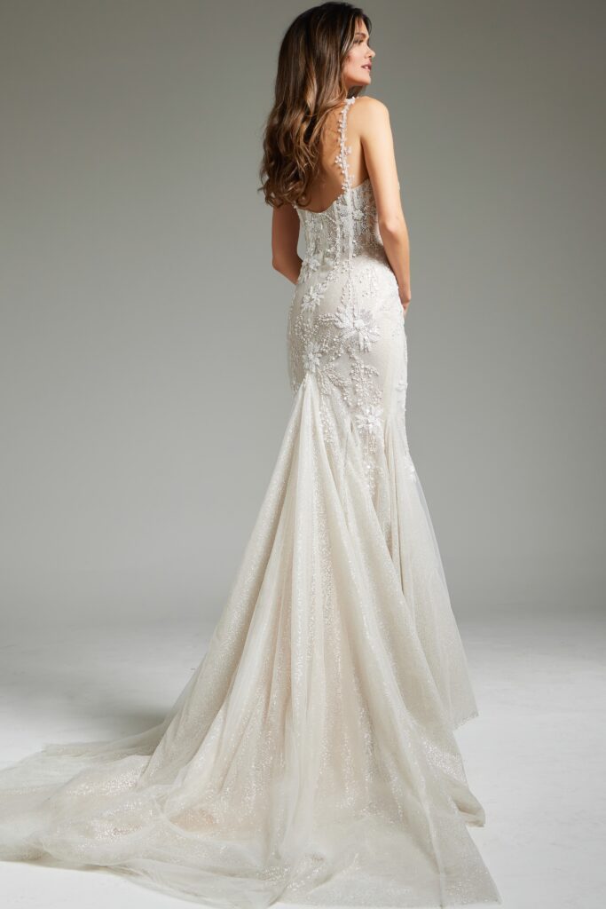 Ivory Nude Embellished Mermaid Bridal Dress JB40631