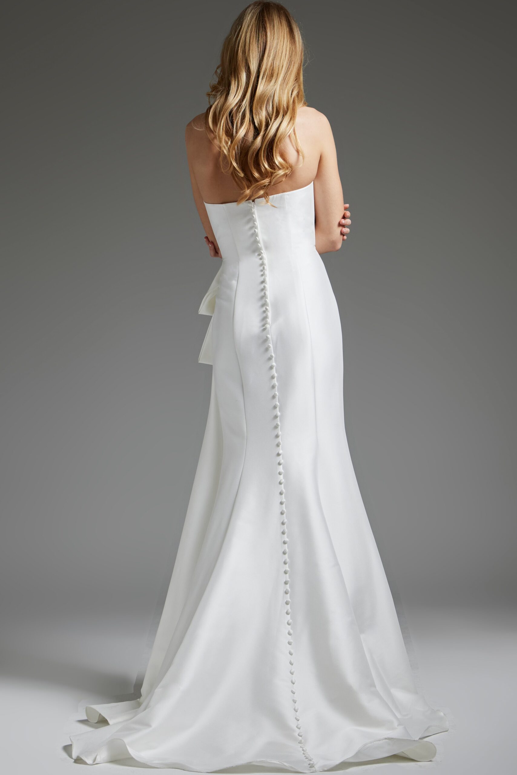 Off White Strapless High Slit Wedding Dress JB40791