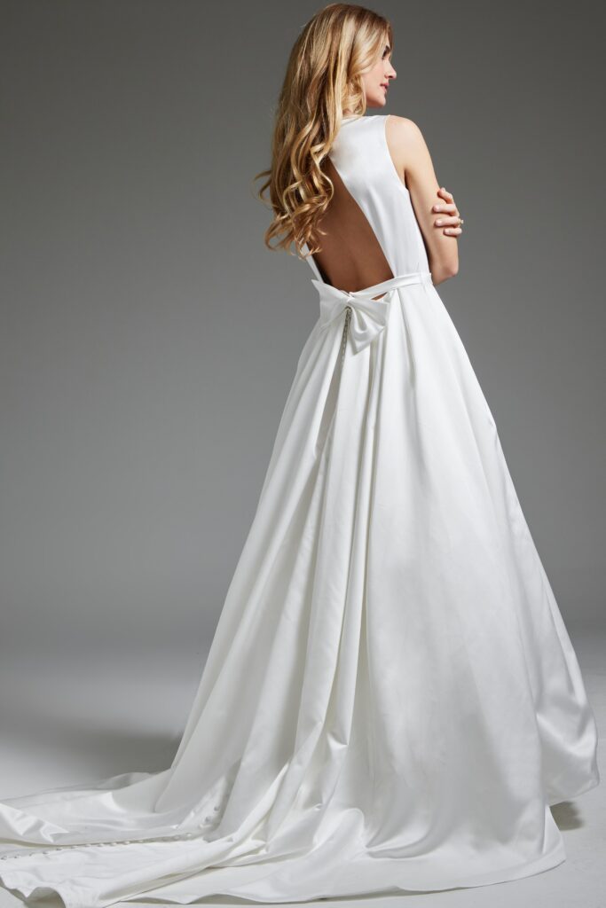 Ivory Keyhole Neck A Line Gown JB42319