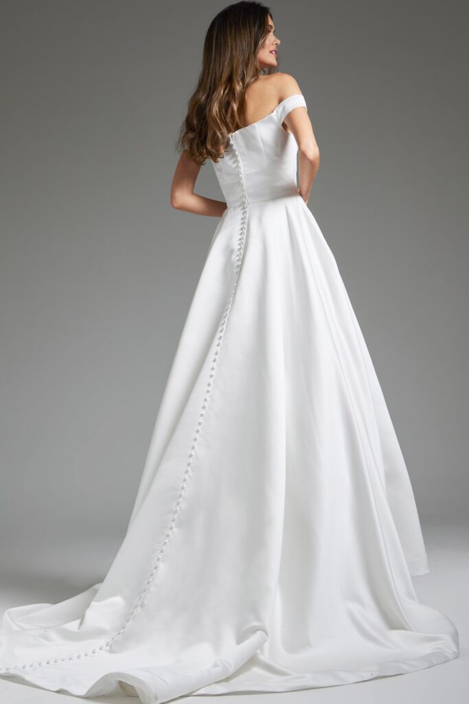 Off White Front Cut Out A Line Bridal Dress JB42626