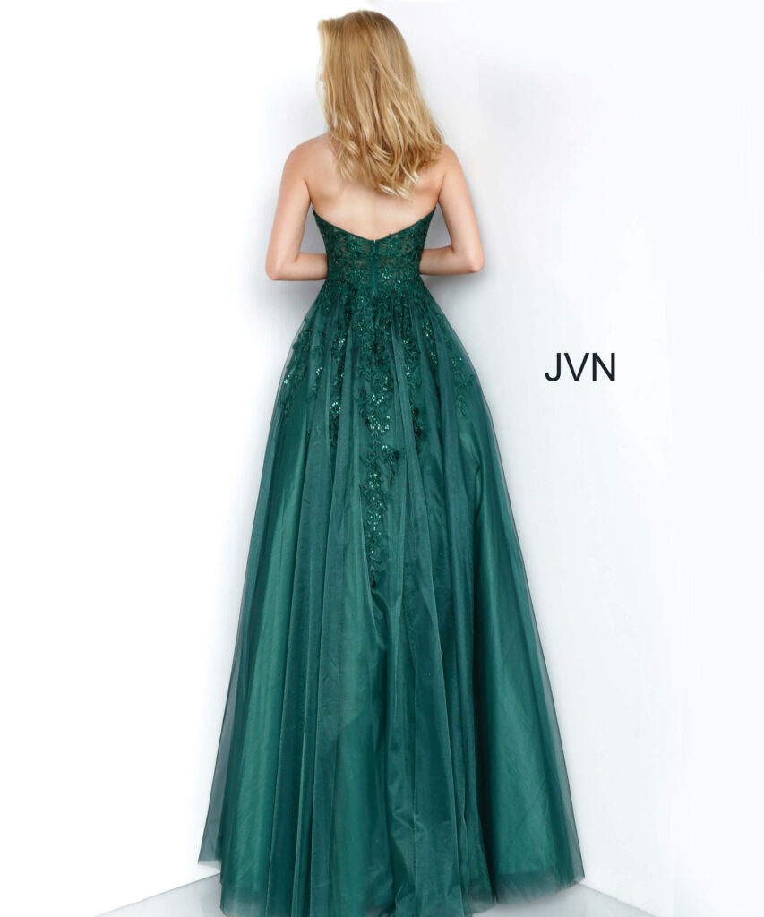 Emerald Embroidered Sweetheart Neckline Dress 00915