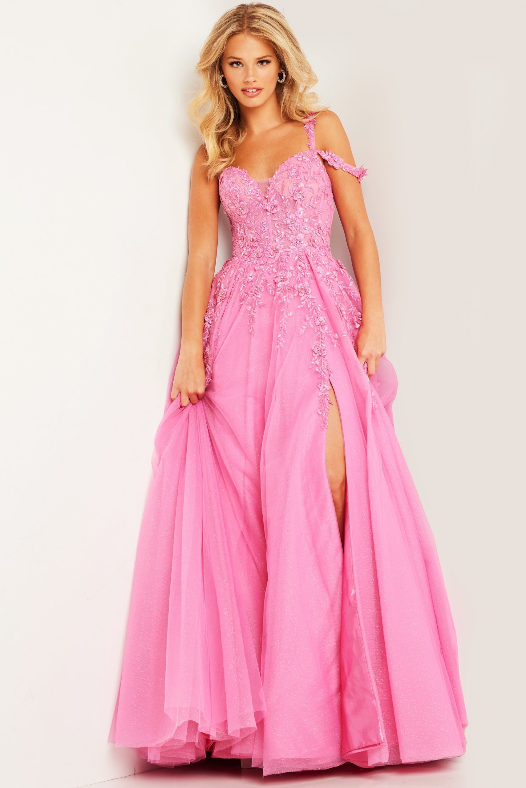 Fuchsia Embroidered A Line Gown 25826