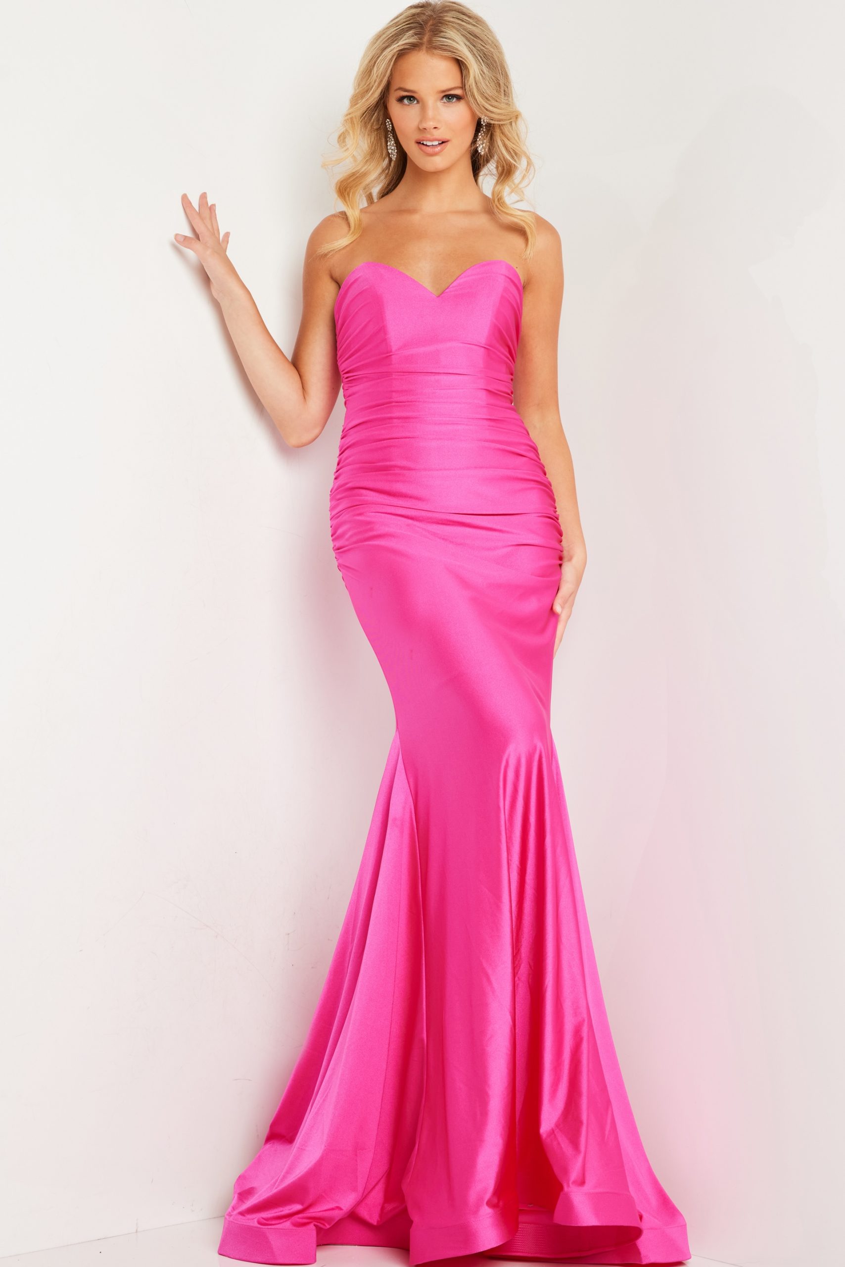 Fuchsia Strapless Fitted Dress 37006