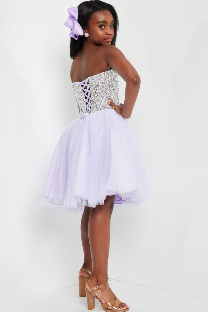 Lilac Fit and Flare Tulle Embellished Dress K22231