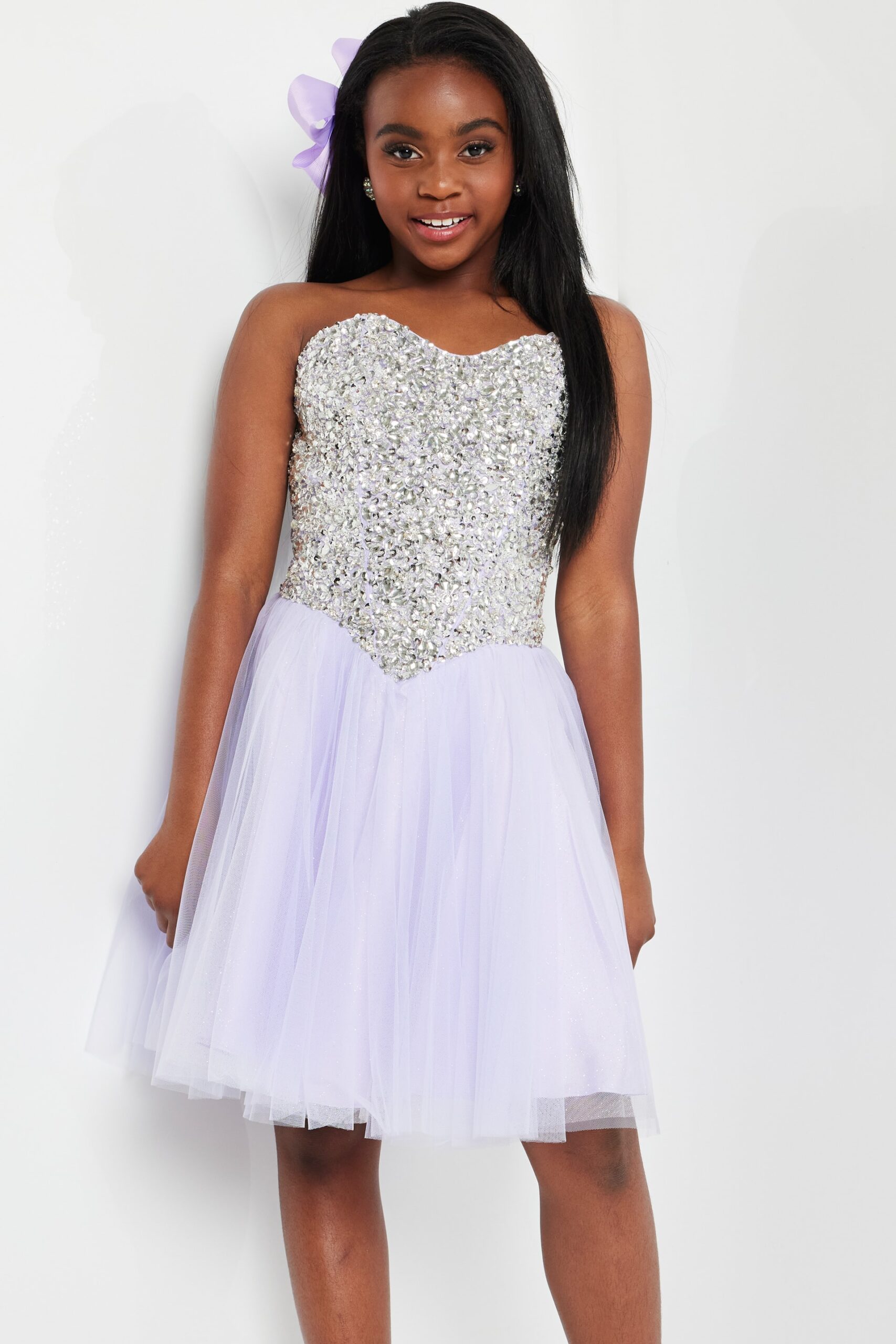 Lilac Fit and Flare Tulle Embellished Dress K22231