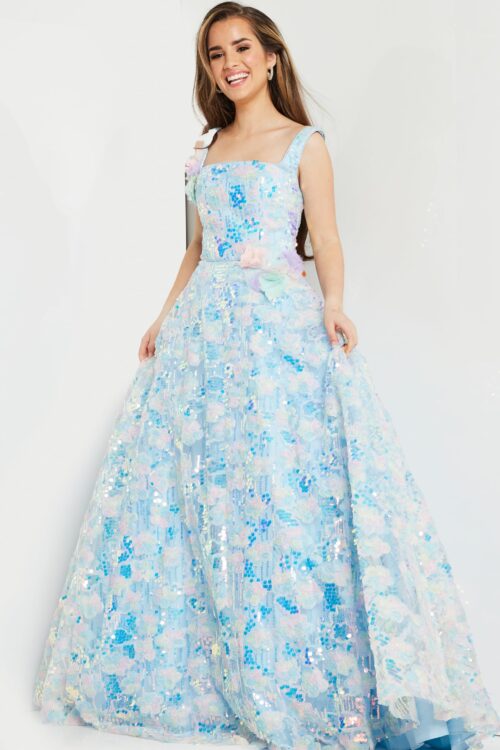 Model wearing Multi Floral Long Dress K23955