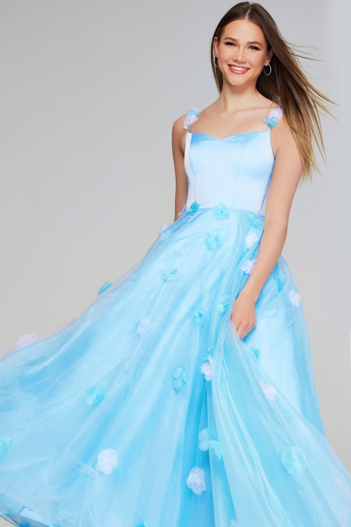 Light Blue Floral Appliqué Ball Gown K25988