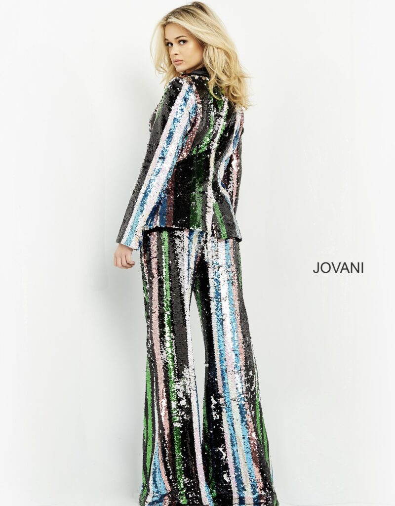 Jovani M02942 Multi Sequin Two Piece Contemporary Pant Suit