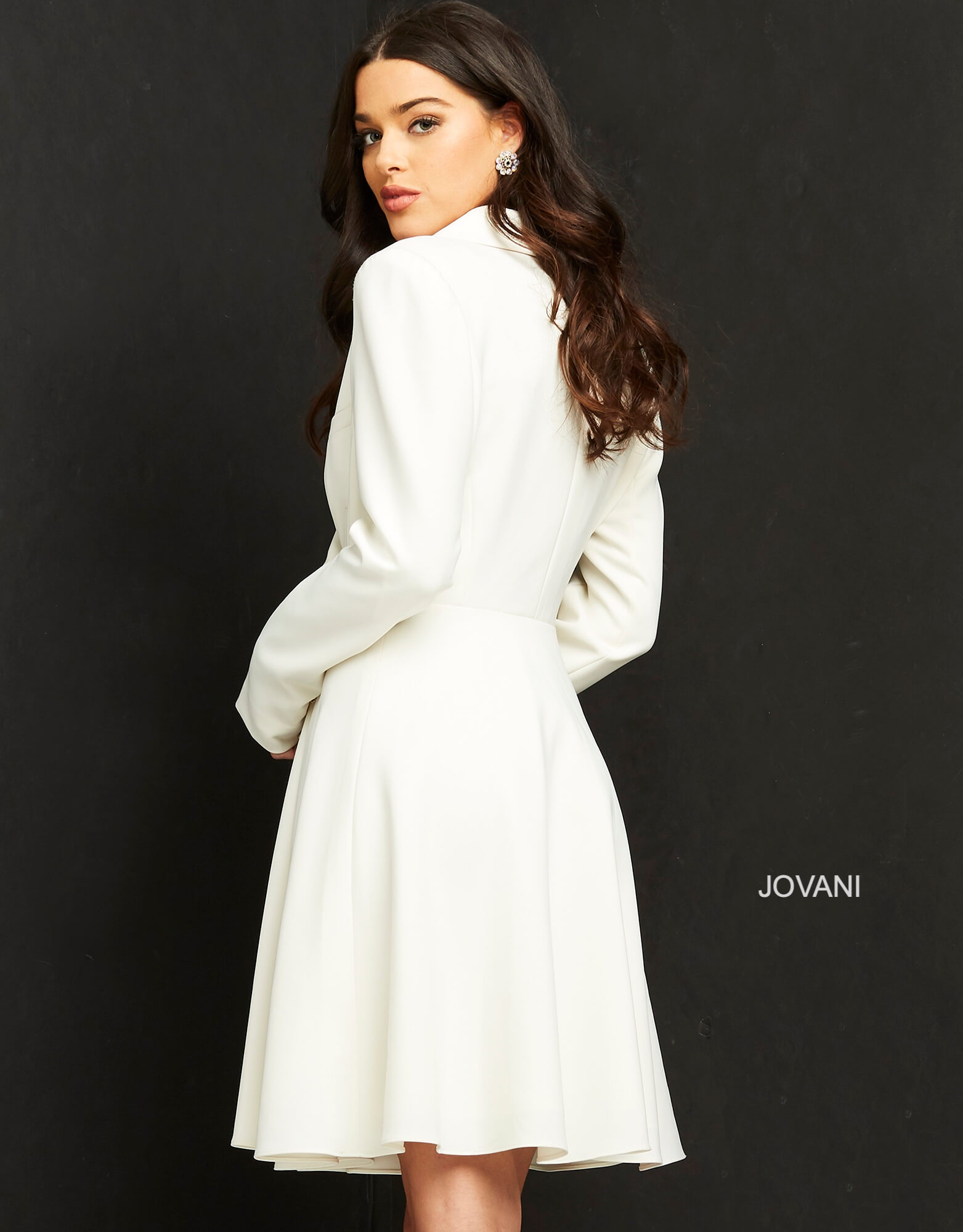 Jovani M04302 Black Fit and Flare Contemporary Blazer Dress