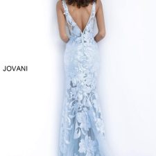 Jovani 60283 Light Blue Floral Appliques Dress Jovani