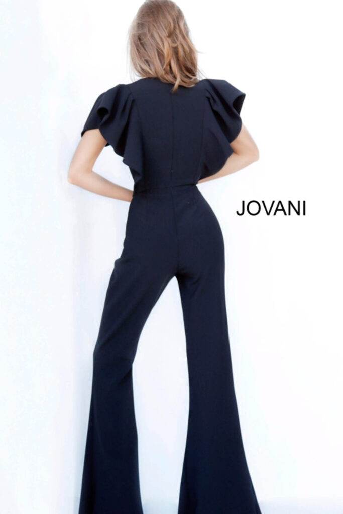 Black Short Sleeve Jovani Jumpsuit 00762