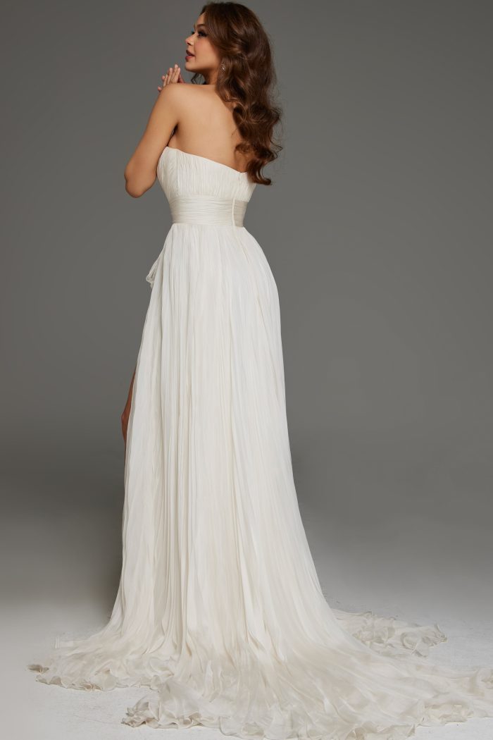 pleated wedding dress S04373