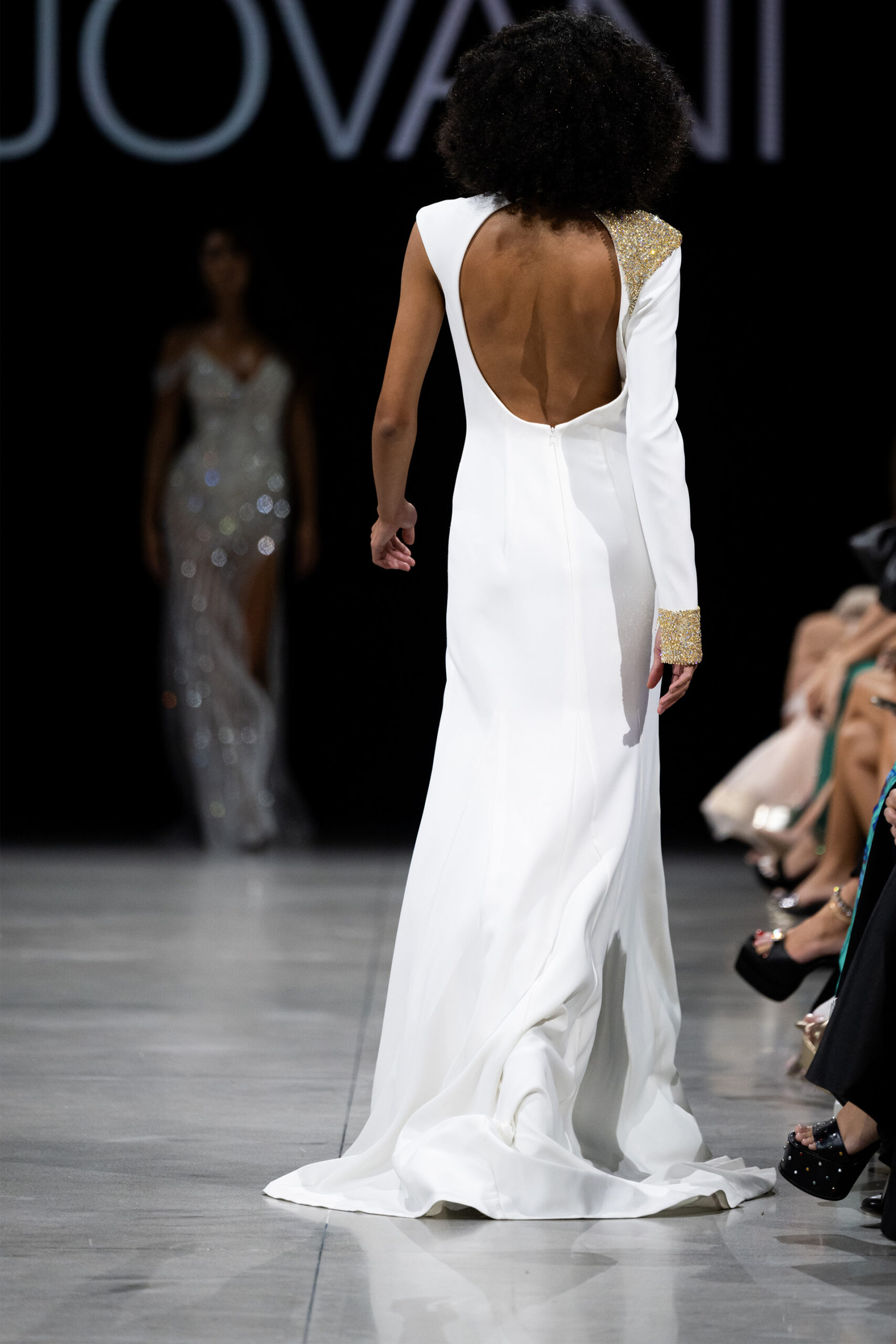 Jovani S38446 White Long Sleeve High Slit Dress