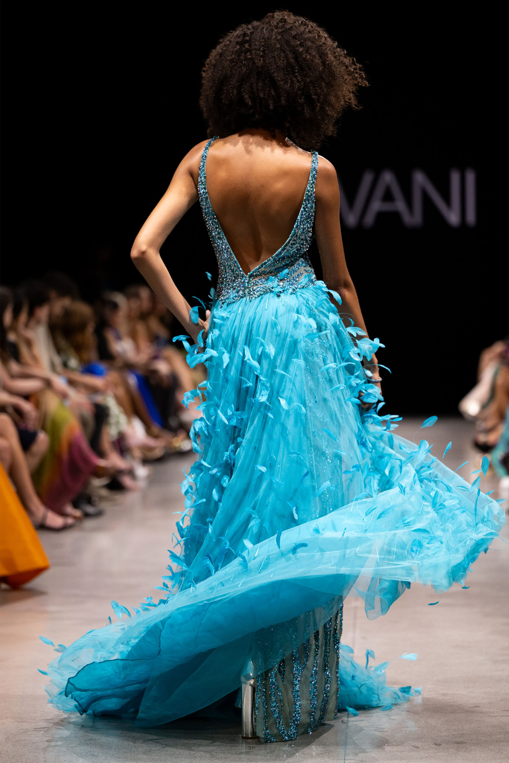 Jovani S23074 Teal Embellished V Neckline Couture Dress