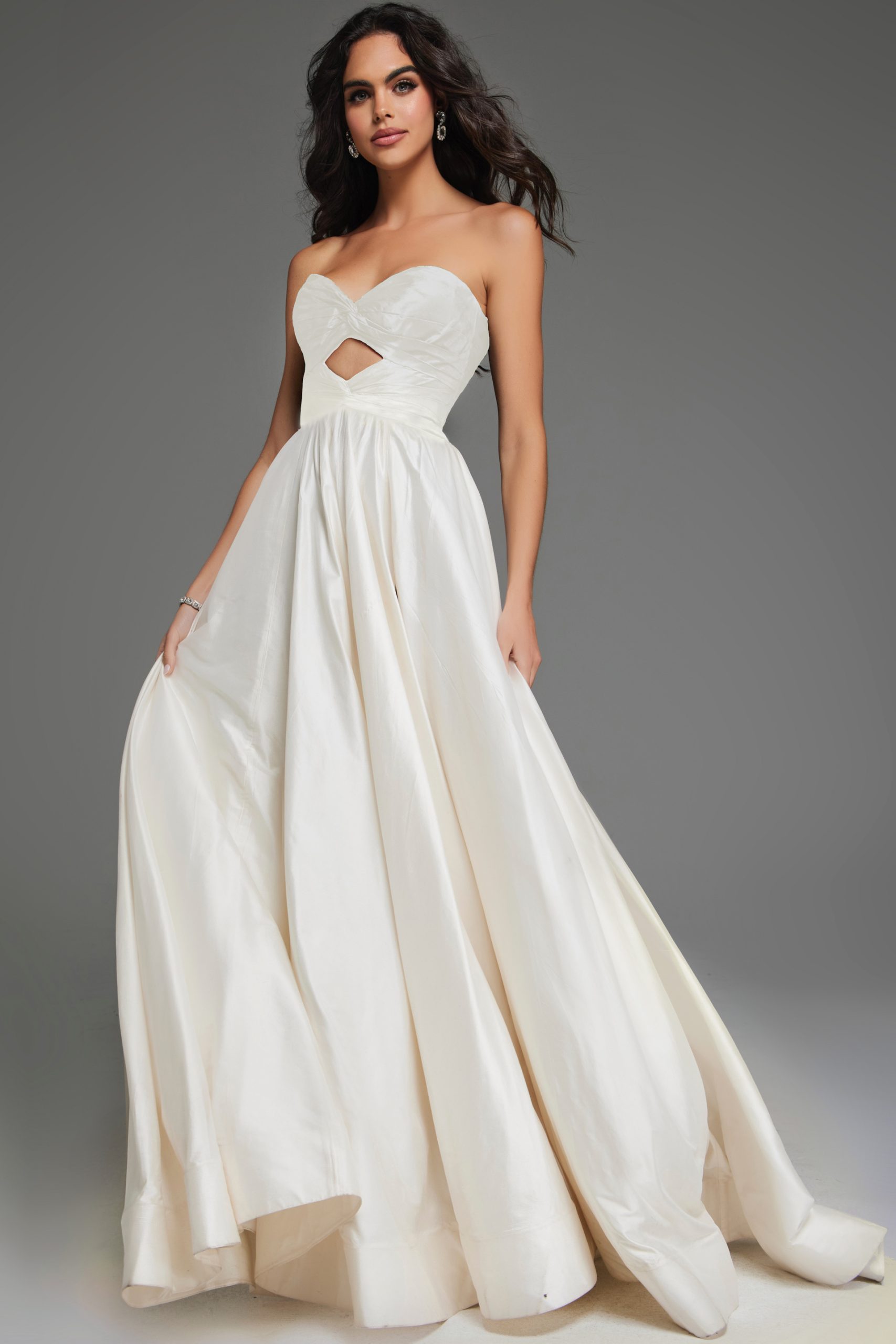 Stunning Satin Ball Gown with Plunging V-Neckline S67083