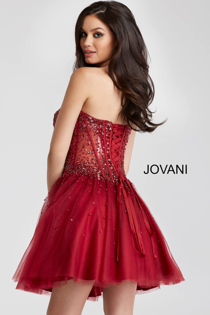 Jovani 55142 Embellished Fit and Flare Tulle Dress